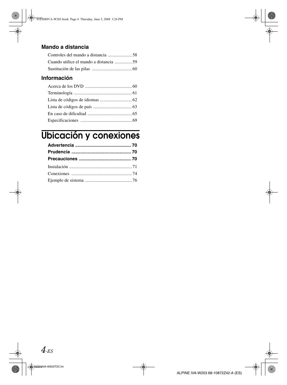 Ubicación y conexiones | Alpine IVA-W203 User Manual | Page 162 / 240