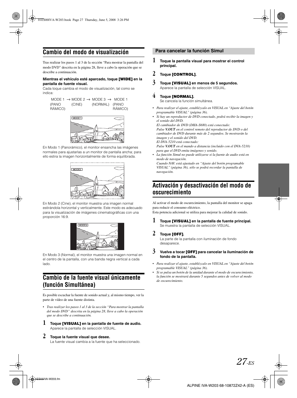 Cambio del modo de visualización | Alpine IVA-W203 User Manual | Page 185 / 240