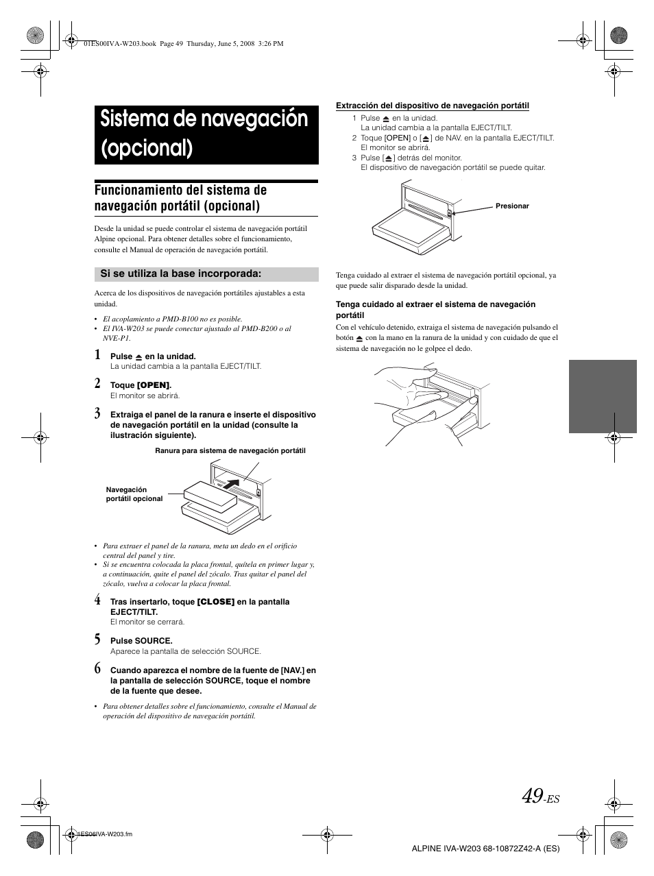 Sistema de navegación (opcional) | Alpine IVA-W203 User Manual | Page 207 / 240