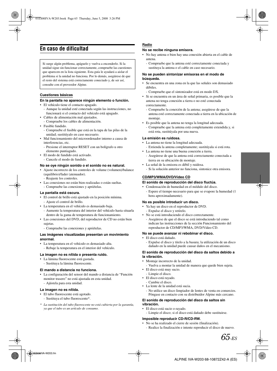 En caso de dificultad | Alpine IVA-W203 User Manual | Page 223 / 240