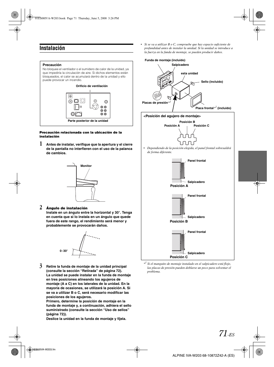 Instalación | Alpine IVA-W203 User Manual | Page 229 / 240