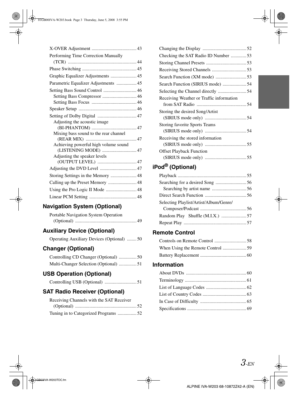 Alpine IVA-W203 User Manual | Page 5 / 240