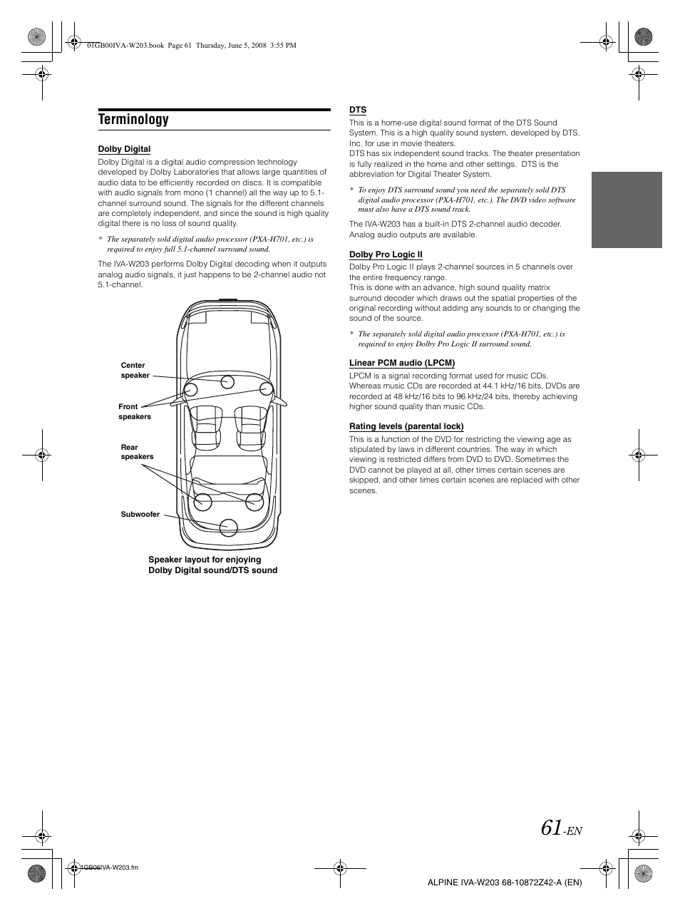 Terminology | Alpine IVA-W203 User Manual | Page 63 / 240