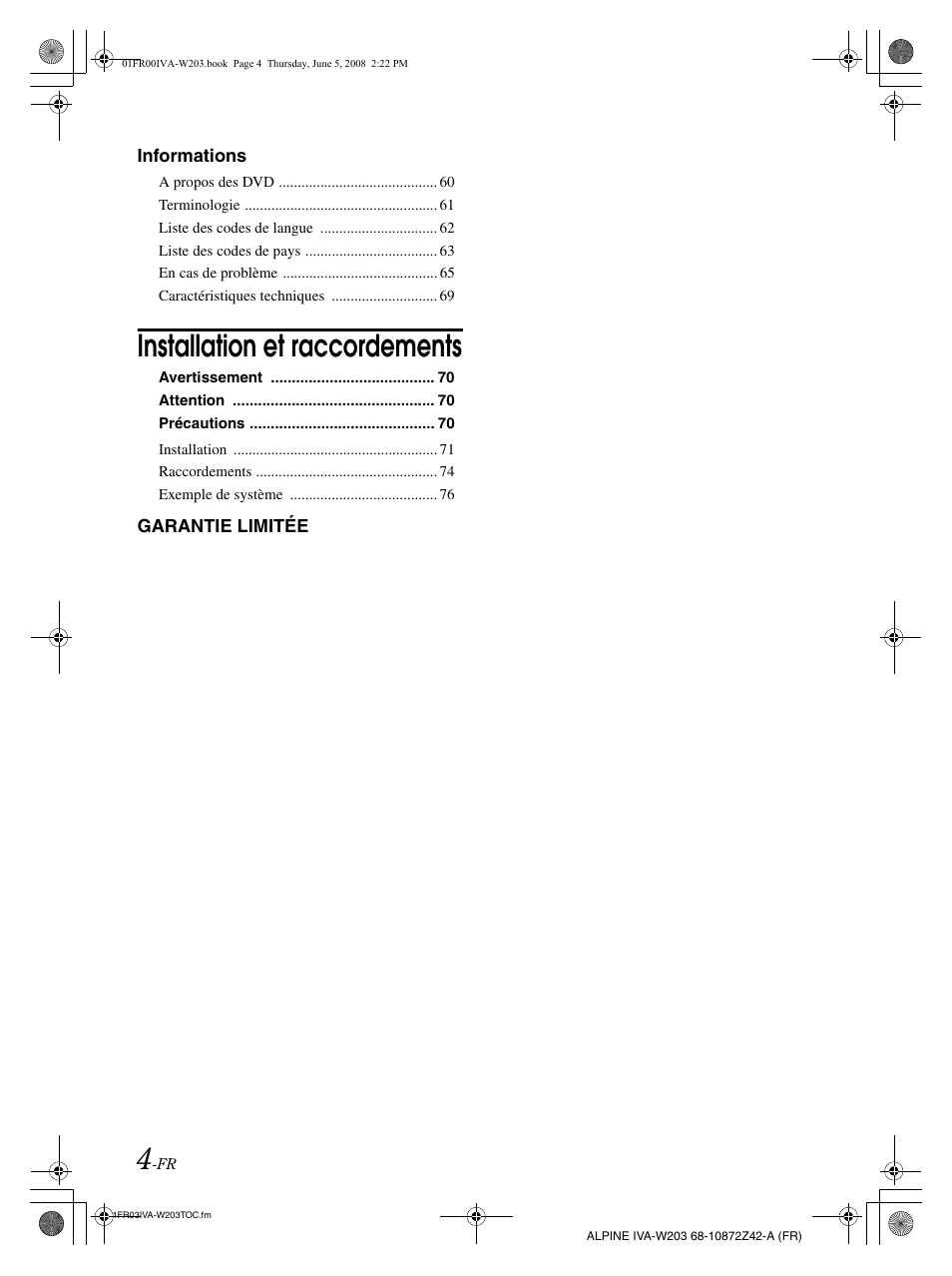 Installation et raccordements | Alpine IVA-W203 User Manual | Page 84 / 240