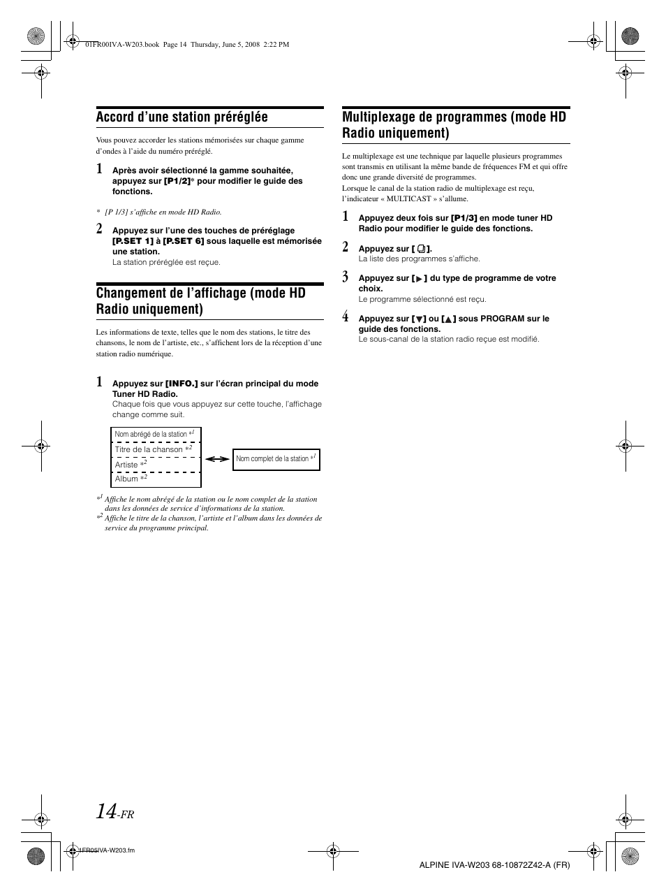 Accord d’une station préréglée | Alpine IVA-W203 User Manual | Page 94 / 240