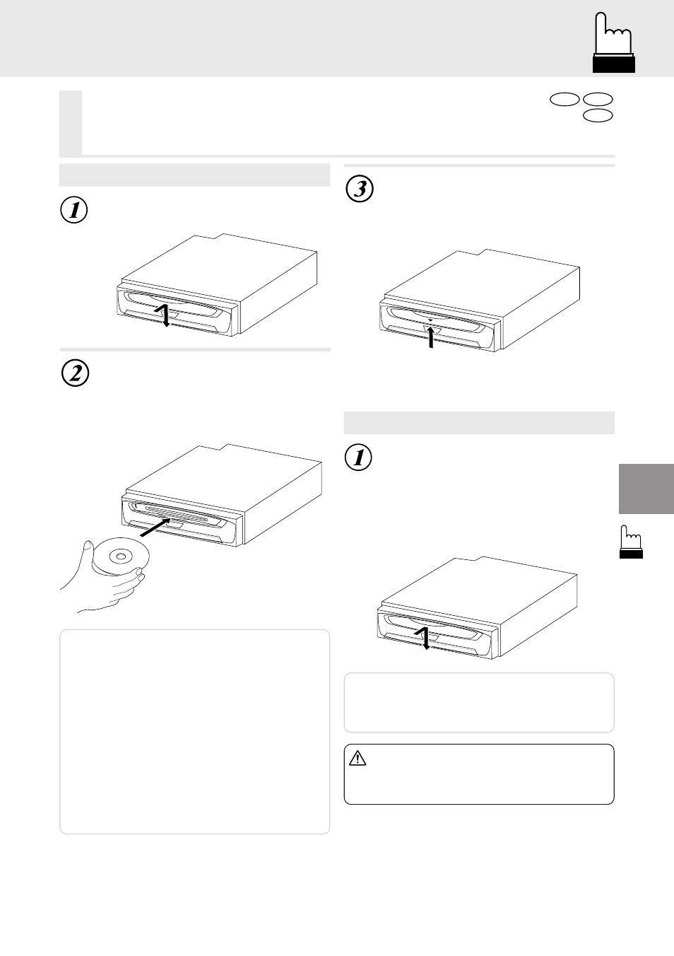 Loading and unloading discs, Loading discs, Unloading discs | Close the door, Caution | Alpine DVA-5205 User Manual | Page 9 / 72