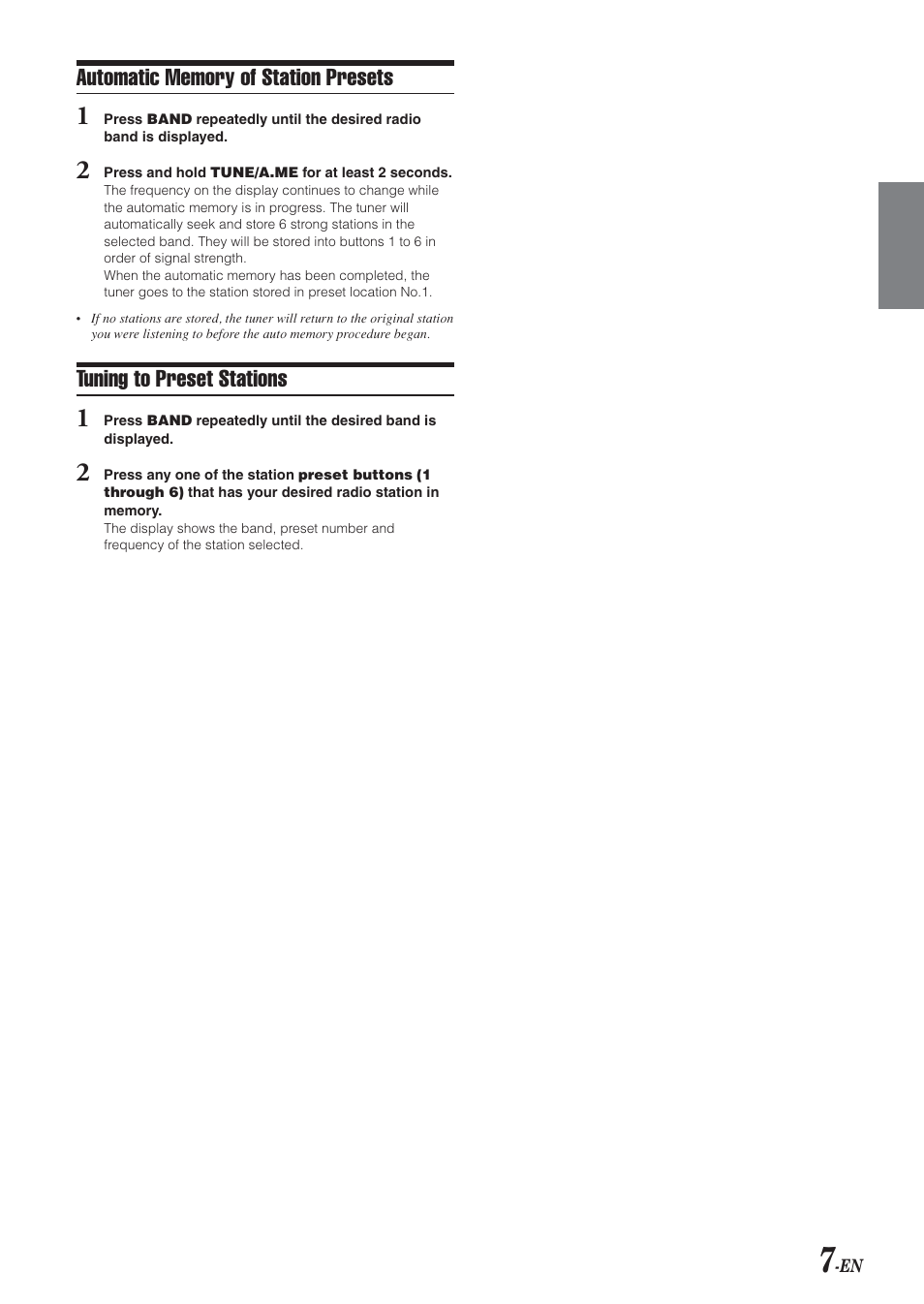 Tuning to preset stations | Alpine CDE-9846 User Manual | Page 8 / 72