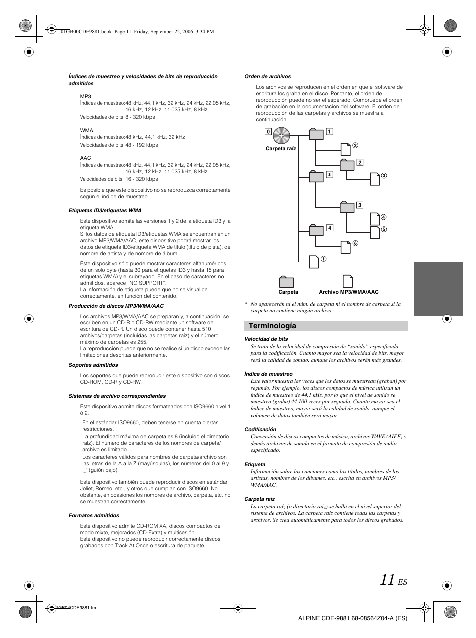 Terminología | Alpine CDE-9881 User Manual | Page 71 / 88