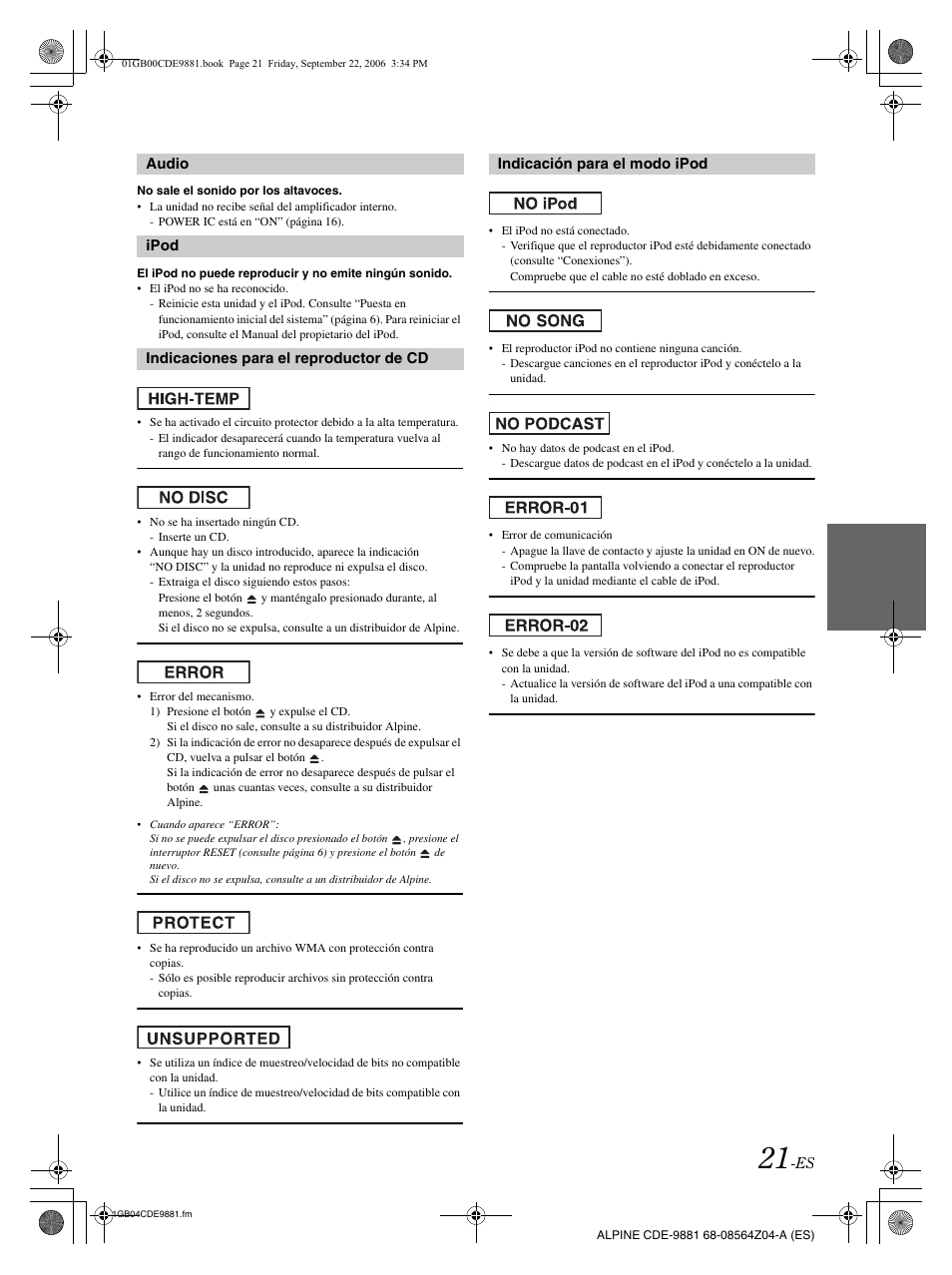 Alpine CDE-9881 User Manual | Page 81 / 88