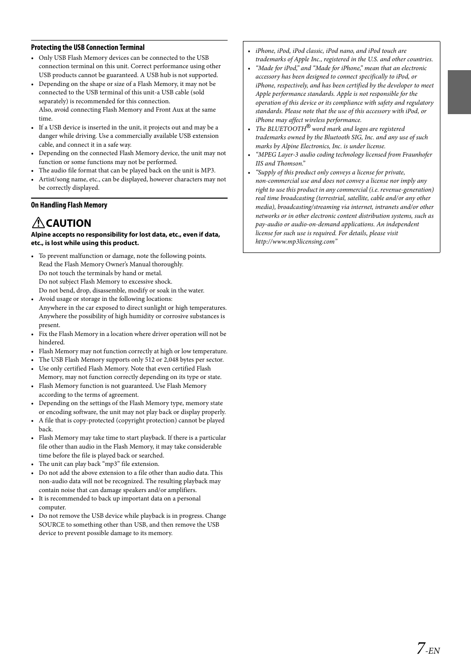 Caution | Alpine 68-21627Z13-A User Manual | Page 7 / 38