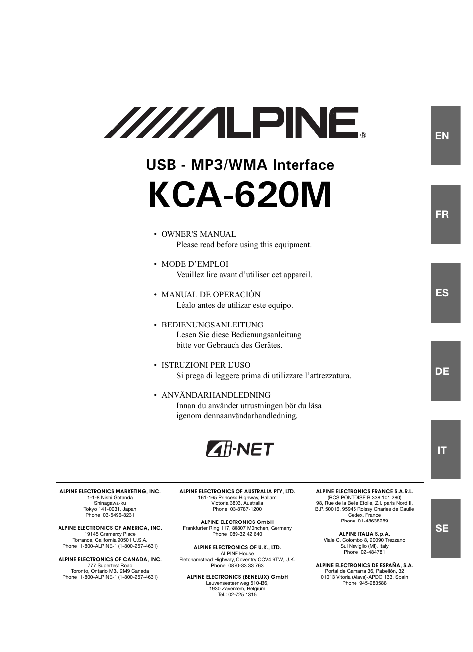 Alpine KCA-620M User Manual | 44 pages