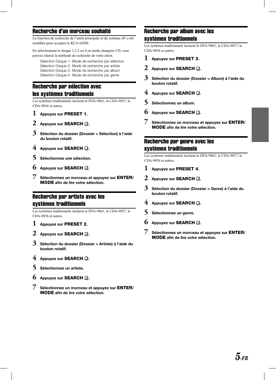 Recherche d’un morceau souhaité | Alpine KCA-620M User Manual | Page 15 / 44