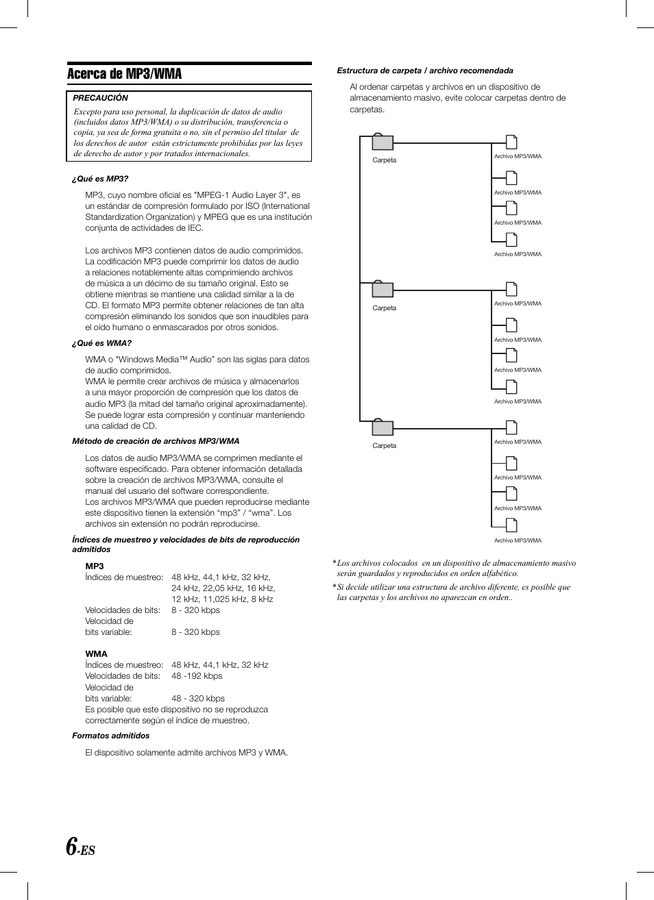Acerca de mp3/wma | Alpine KCA-620M User Manual | Page 24 / 44