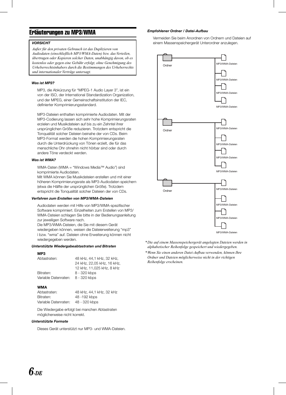 Erläuterungen zu mp3/wma | Alpine KCA-620M User Manual | Page 30 / 44