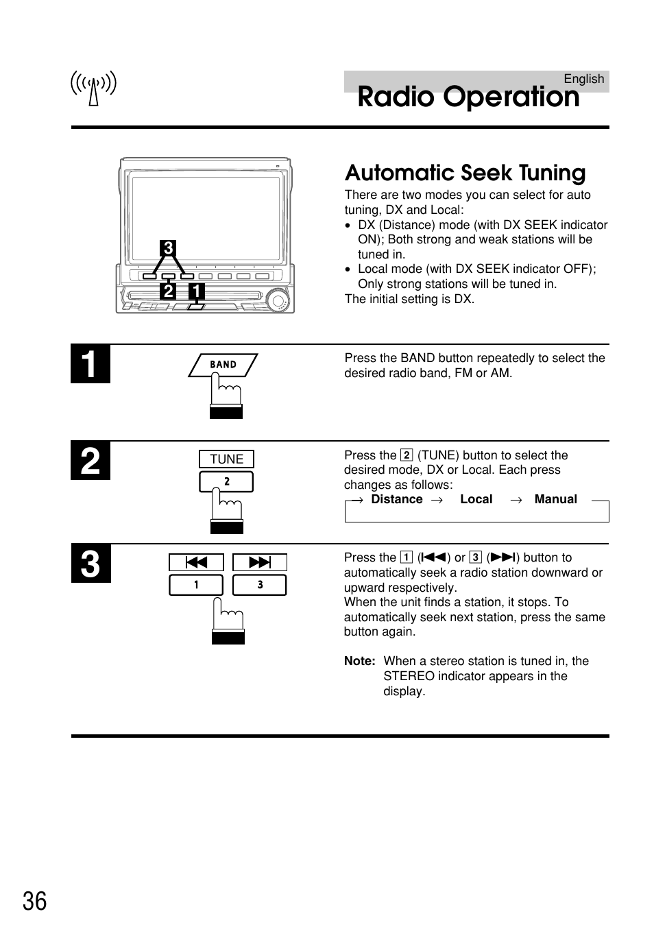 Radio operation, Automatic seek tuning | Alpine IVA-C800E User Manual | Page 17 / 115