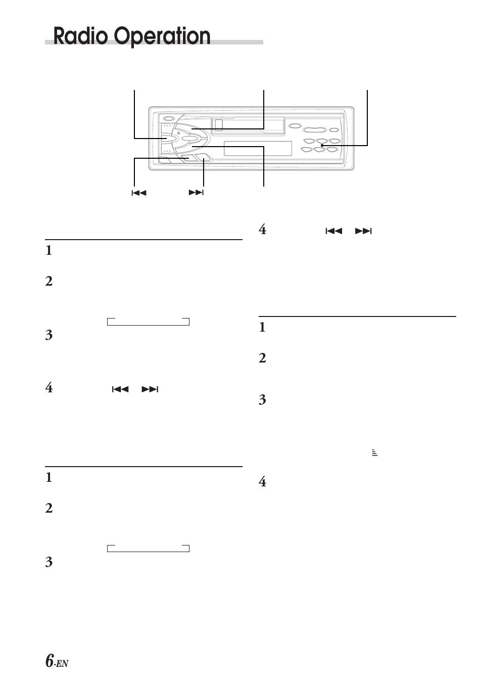 Radio operation, Manual storing of station presets, Manual tuning | Automatic seek tuning | Alpine TDM-7574E User Manual | Page 8 / 19