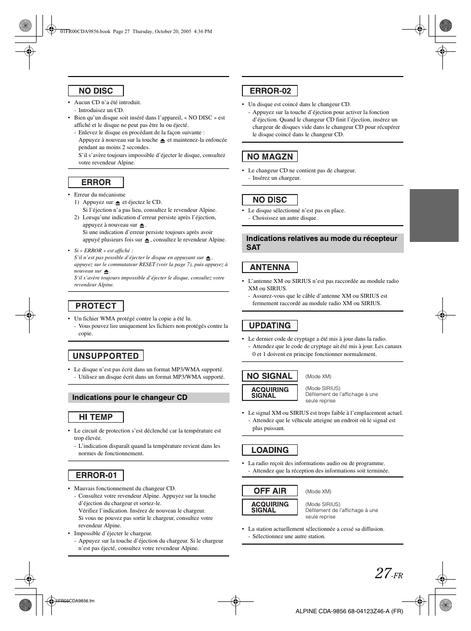 Alpine CDA-9856 User Manual | Page 63 / 103