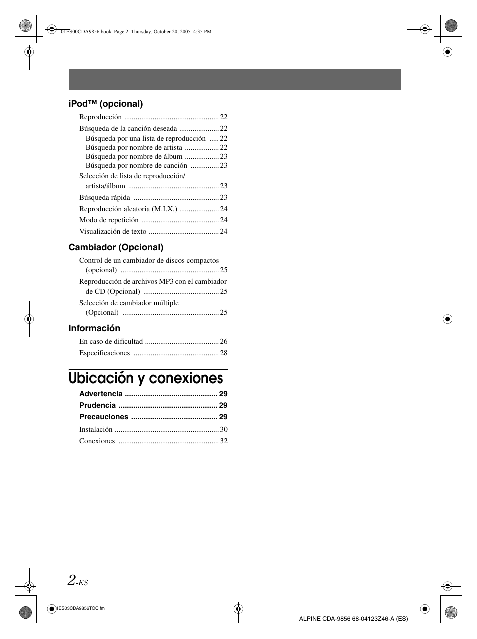 Ubicación y conexiones | Alpine CDA-9856 User Manual | Page 72 / 103