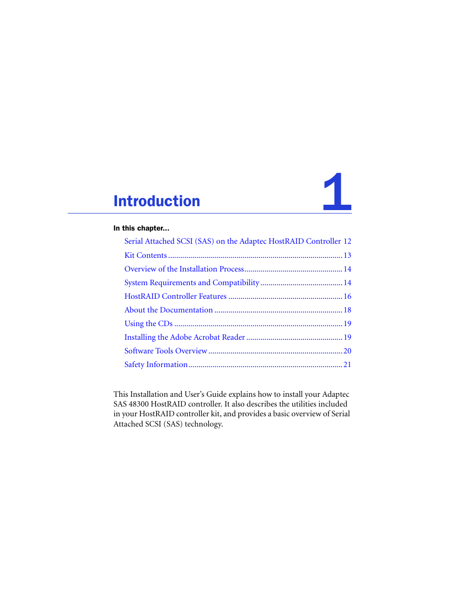 Introduction | Adaptec 48300 User Manual | Page 11 / 109