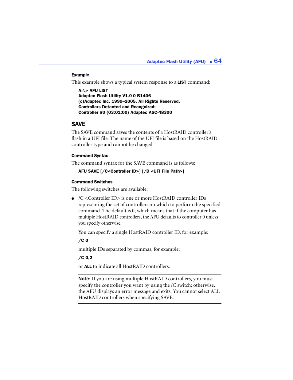 Save | Adaptec 48300 User Manual | Page 64 / 109