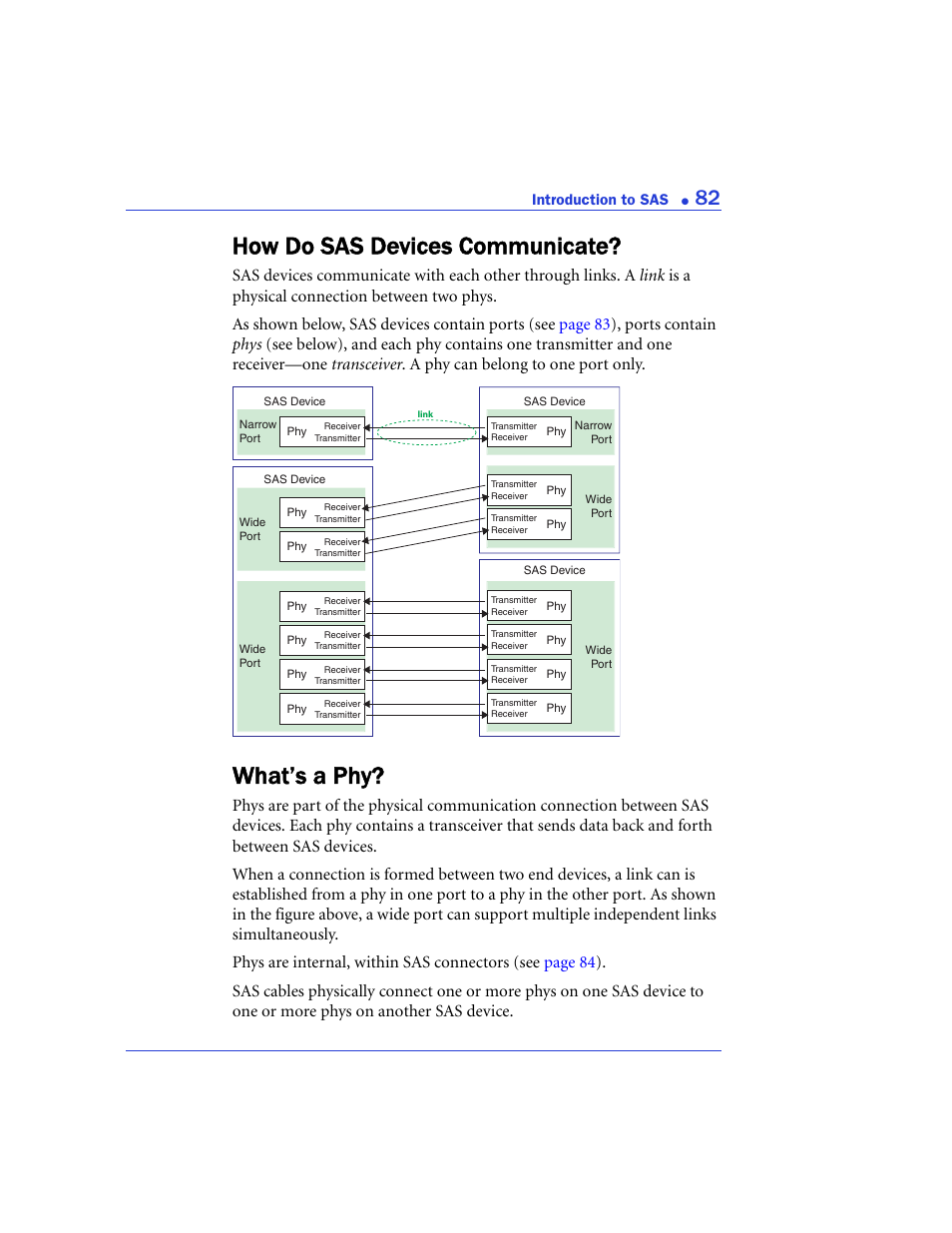 How do sas devices communicate, What’s a phy, How do sas devices communicate? what’s a phy | Link | Adaptec 48300 User Manual | Page 82 / 109