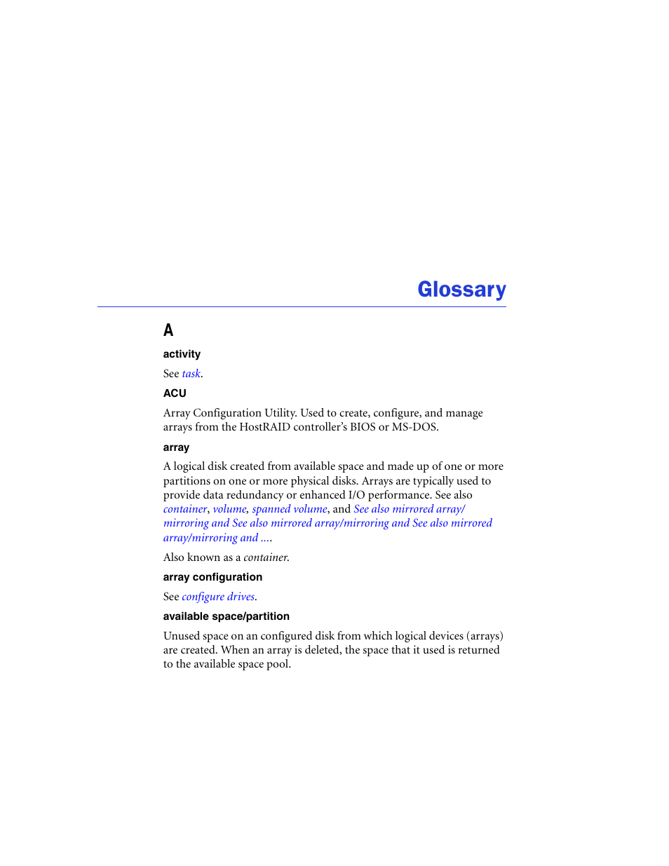 Glossary | Adaptec 48300 User Manual | Page 95 / 109