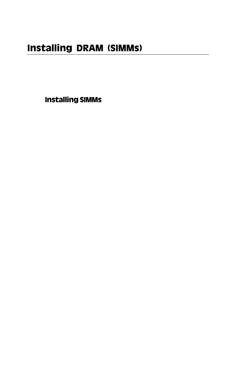 Installing dram (simms) | Adaptec SBC-599 User Manual | Page 29 / 120