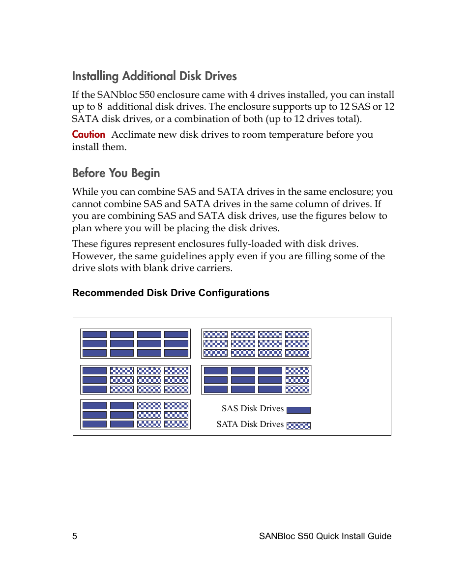 Installing additional disk drives, Before you begin | Adaptec SANBLOC S50 User Manual | Page 7 / 20