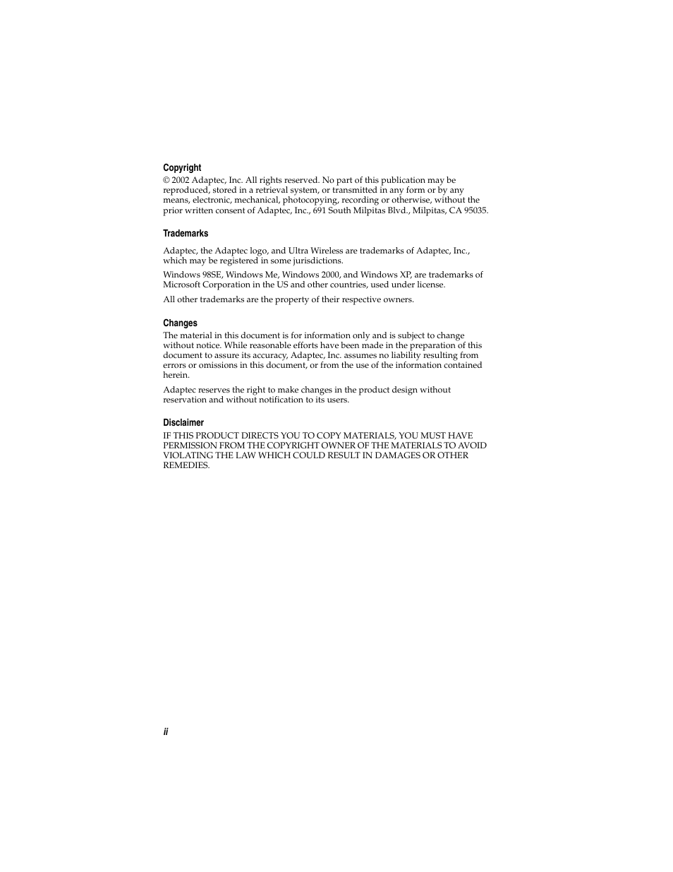 Adaptec Ultra Wireless WirelessTM USB Adapter User Manual | Page 2 / 57