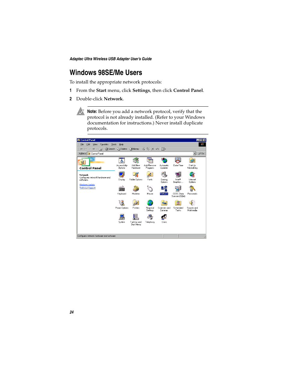 Windows 98se/me users | Adaptec Ultra Wireless WirelessTM USB Adapter User Manual | Page 31 / 57