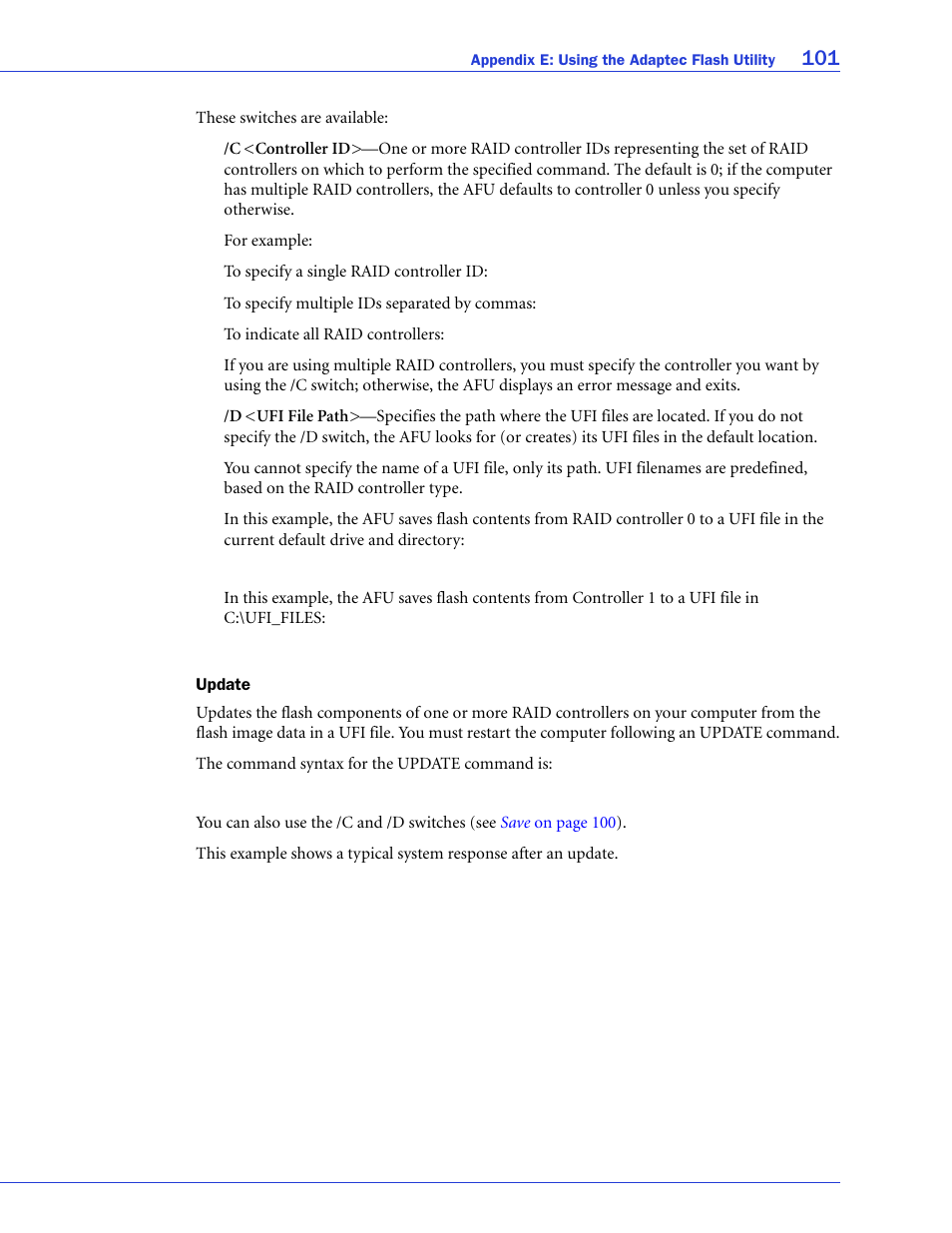 Update | Adaptec SAS/SATA/SCSI RAID Controllers User Manual | Page 101 / 112