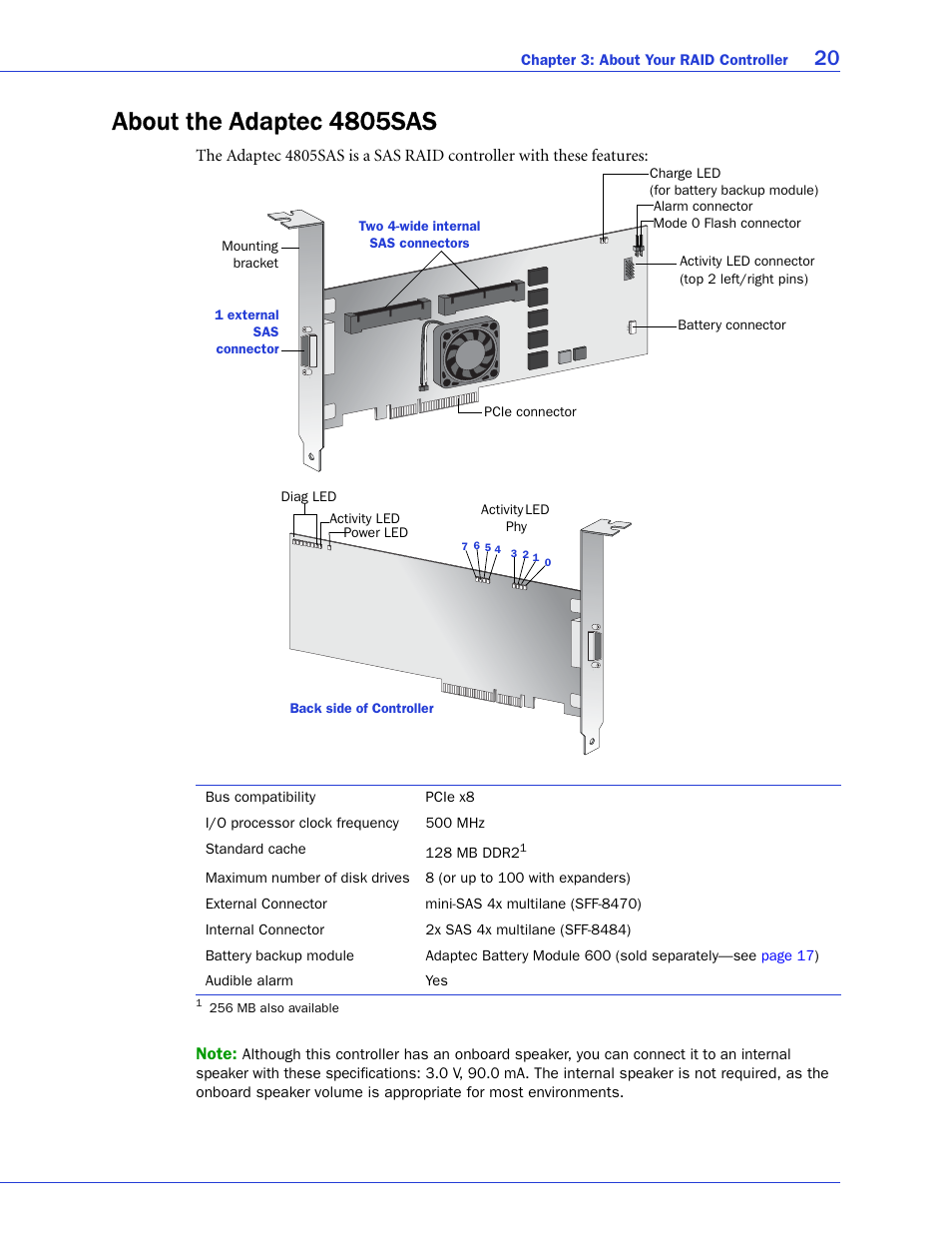 About the adaptec 4805sas | Adaptec SAS/SATA/SCSI RAID Controllers User Manual | Page 20 / 112