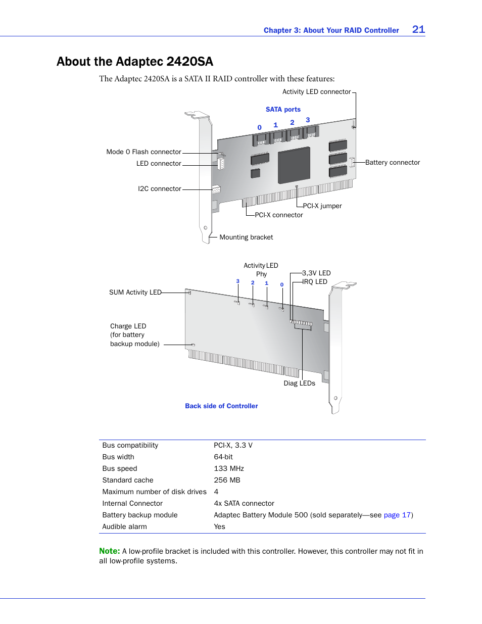 About the adaptec 2420sa | Adaptec SAS/SATA/SCSI RAID Controllers User Manual | Page 21 / 112