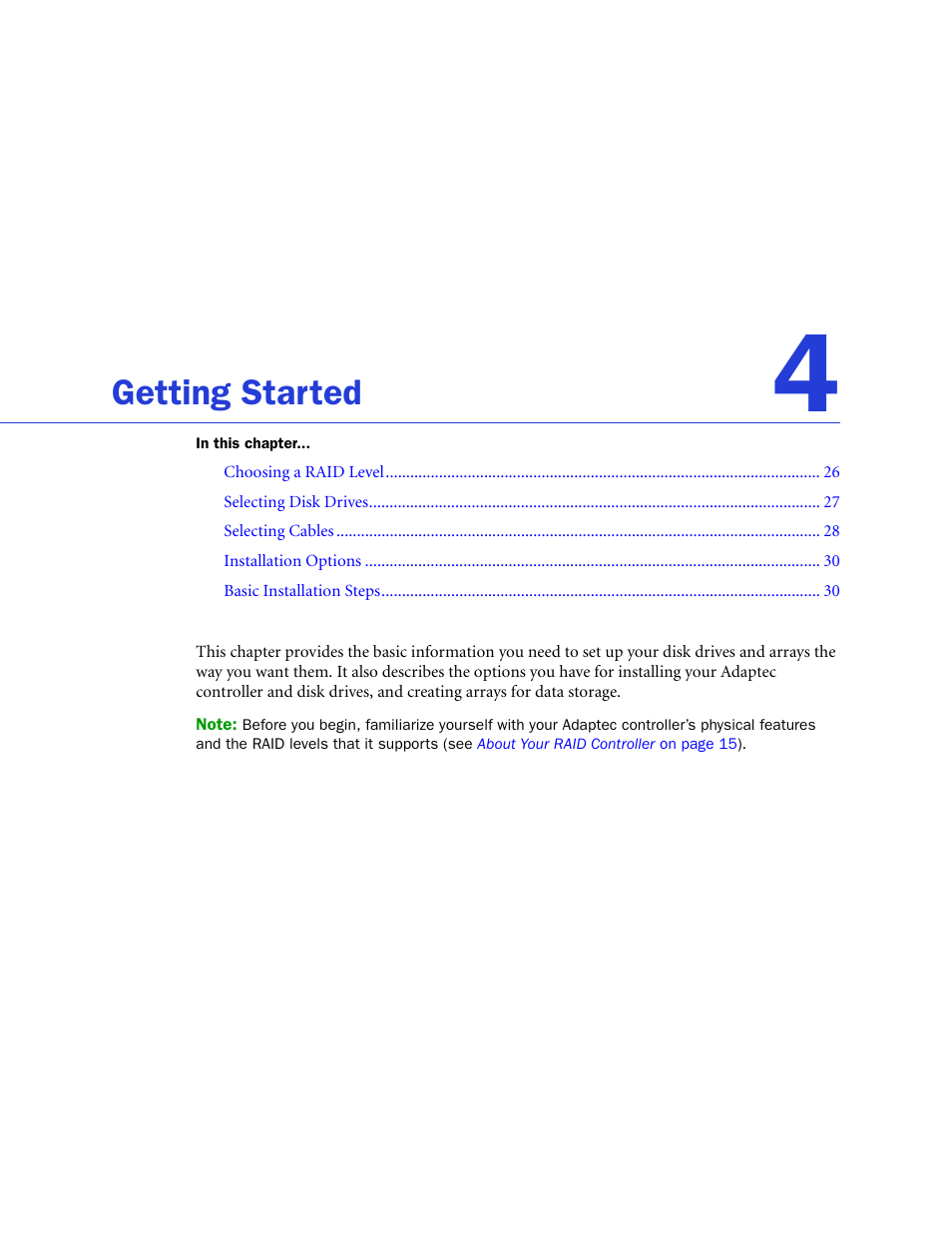 Getting started | Adaptec SAS/SATA/SCSI RAID Controllers User Manual | Page 25 / 112