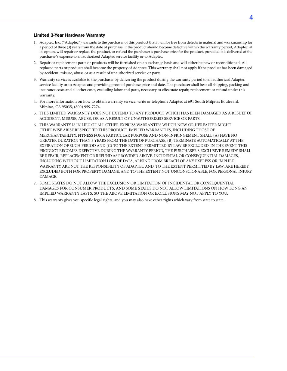 Adaptec SAS/SATA/SCSI RAID Controllers User Manual | Page 4 / 112