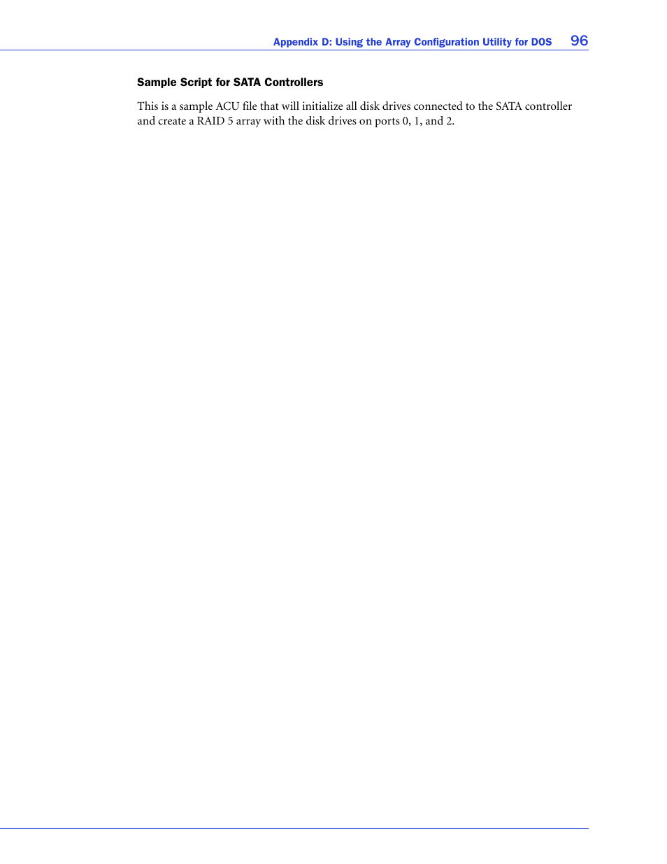 Sample script for sata controllers | Adaptec SAS/SATA/SCSI RAID Controllers User Manual | Page 96 / 112