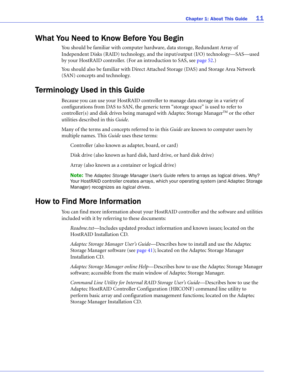 What you need to know before you begin, Terminology used in this guide, How to find more information | Adaptec 58300 User Manual | Page 11 / 88