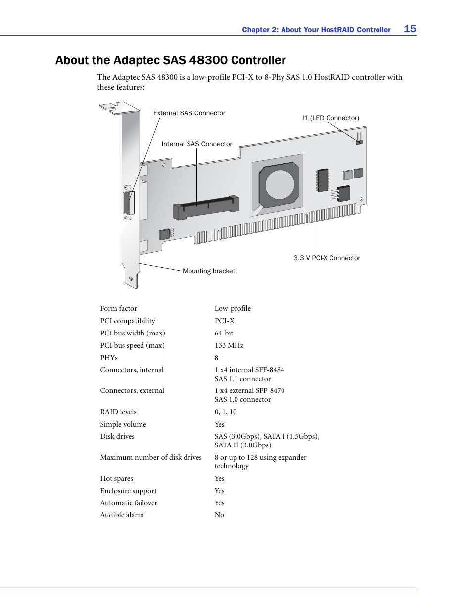 About the adaptec sas 48300 controller | Adaptec 58300 User Manual | Page 15 / 88