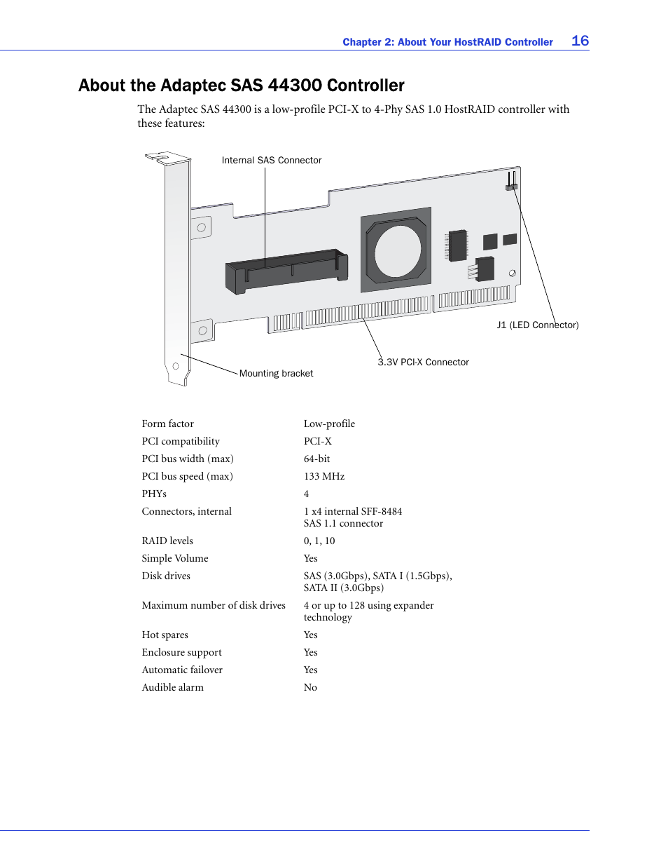 About the adaptec sas 44300 controller | Adaptec 58300 User Manual | Page 16 / 88