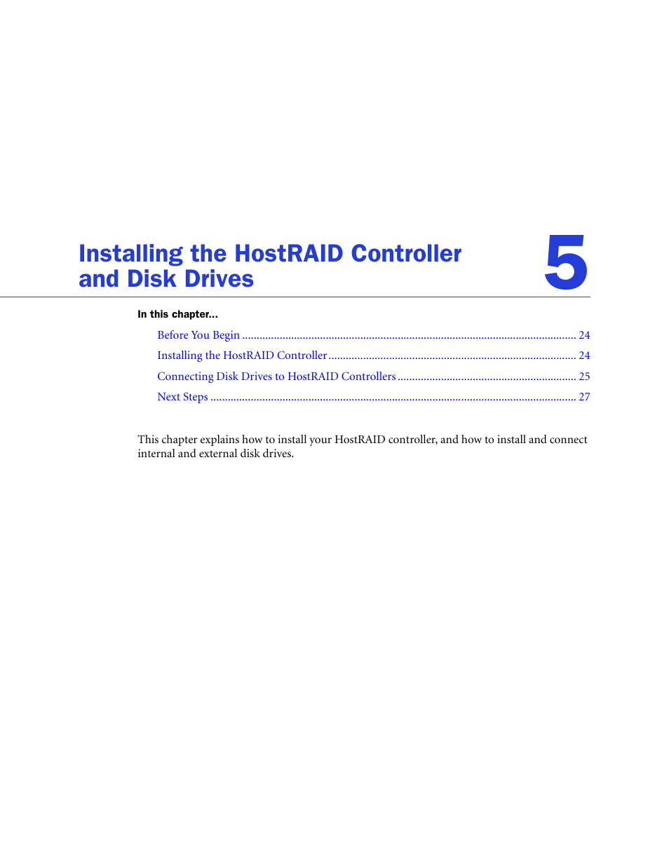 Installing the hostraid controller and disk drives, Installing the hostraid controller, And disk drives | Adaptec 58300 User Manual | Page 23 / 88