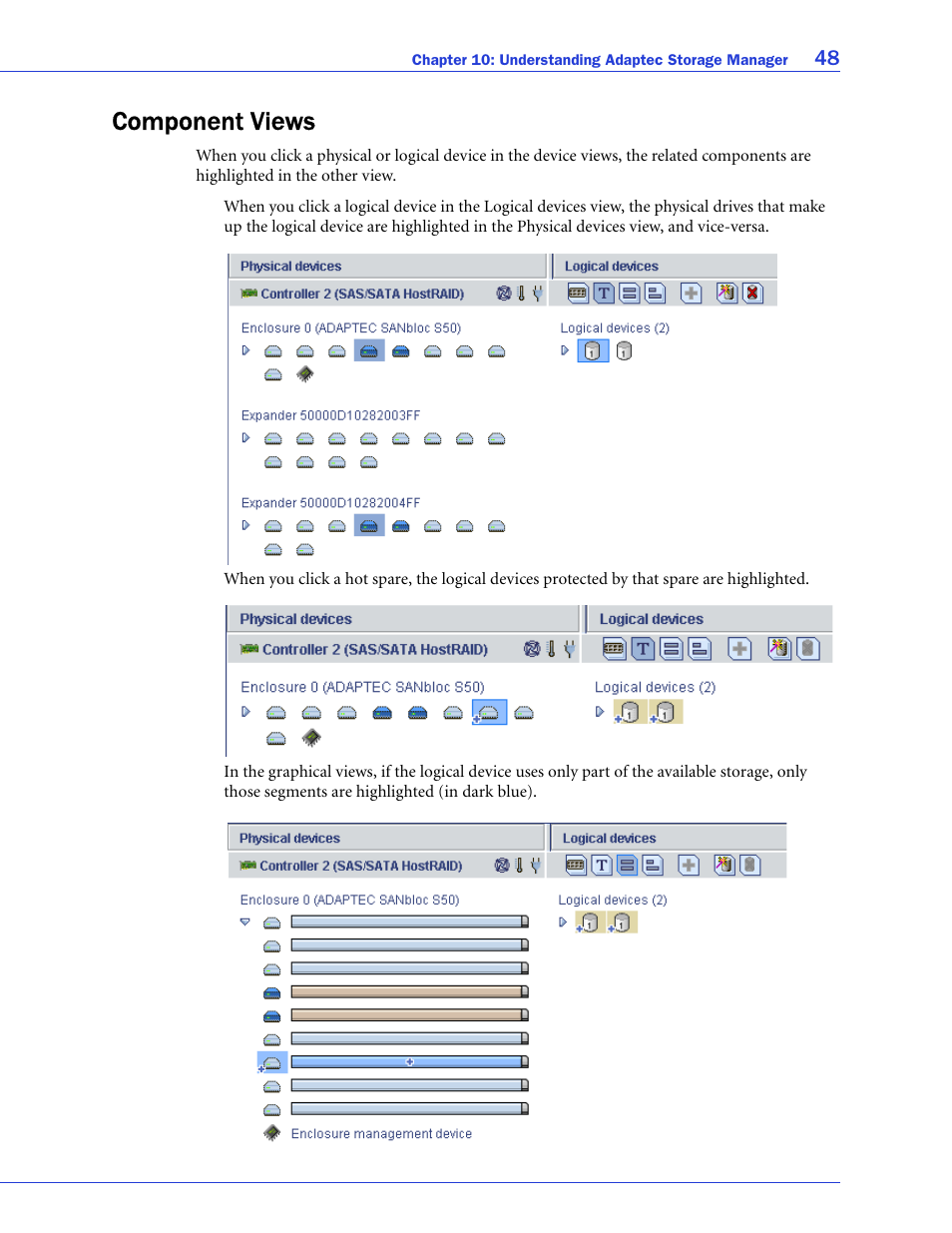 Component views | Adaptec 58300 User Manual | Page 48 / 88