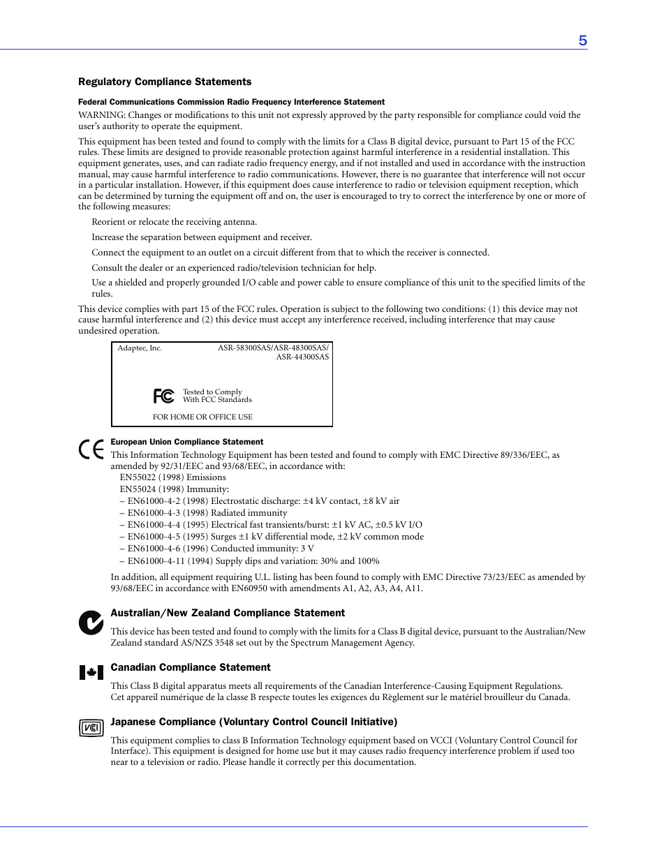 Adaptec 58300 User Manual | Page 5 / 88