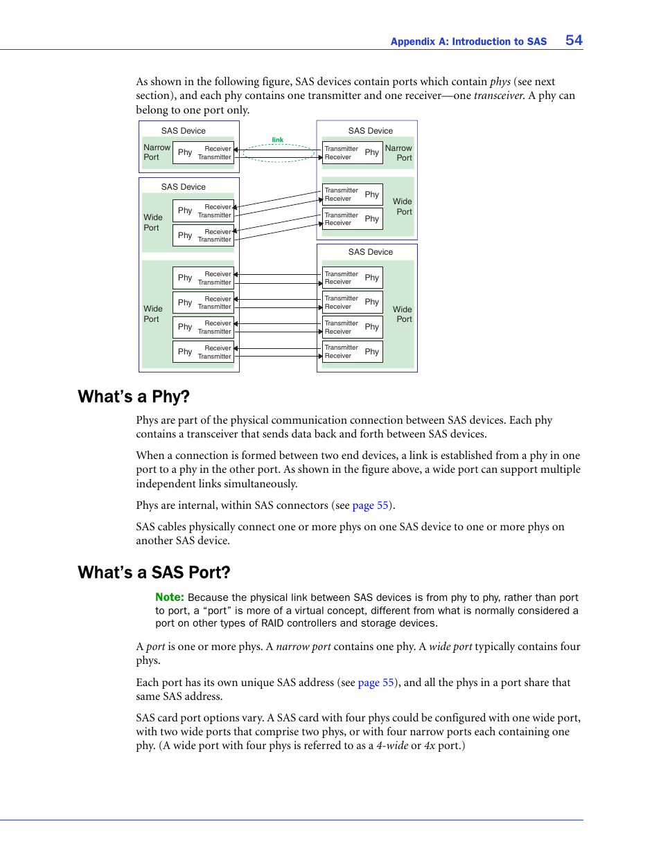 What’s a phy, What’s a sas port, What’s a phy? what’s a sas port | Adaptec 58300 User Manual | Page 54 / 88