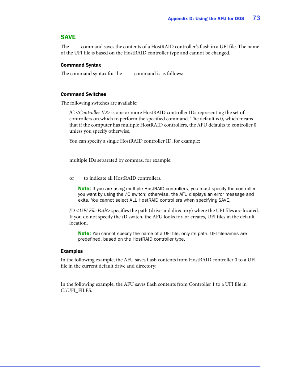 Save, 73 save | Adaptec 58300 User Manual | Page 73 / 88