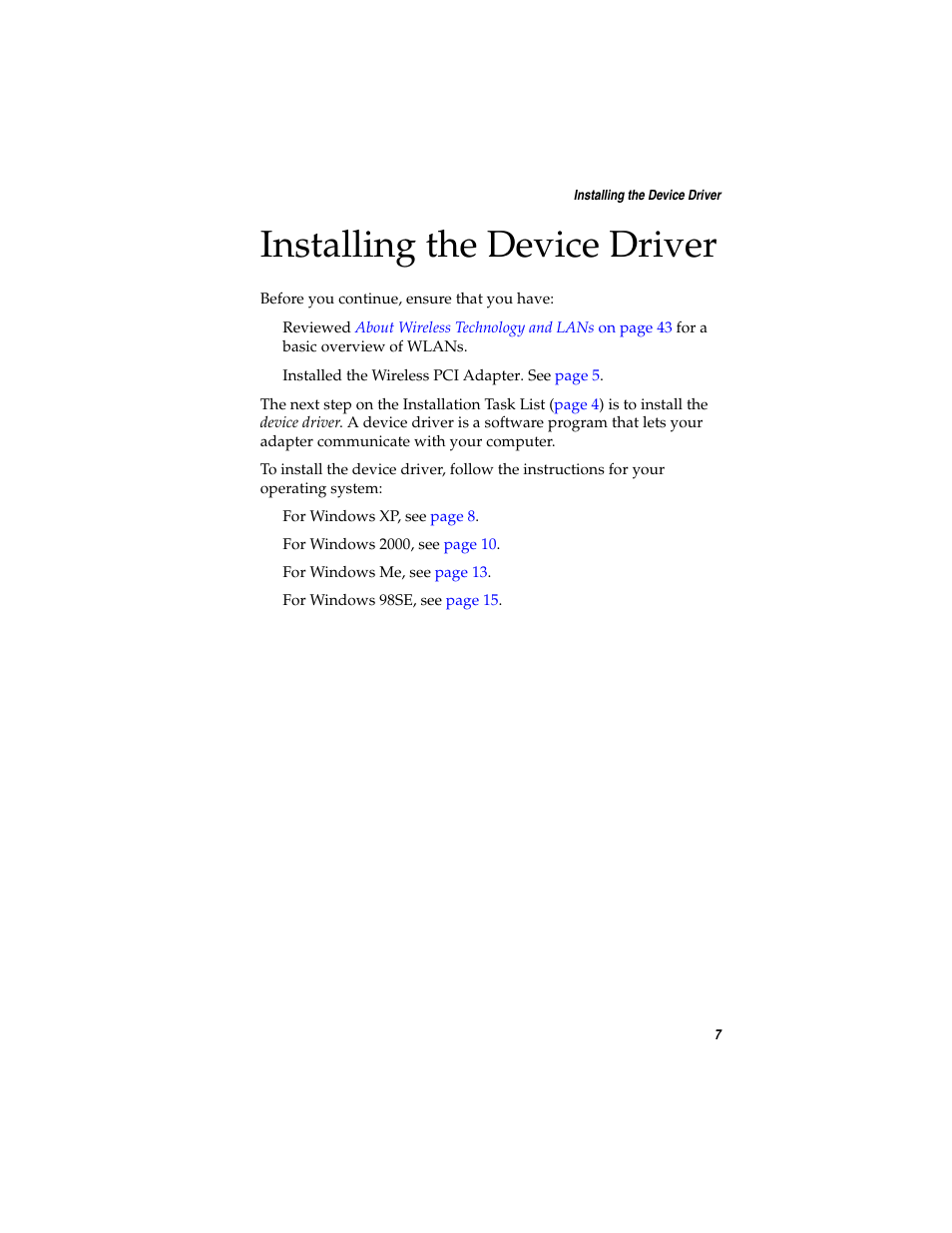 Installing the device driver | Adaptec WirelessTM User Manual | Page 14 / 58