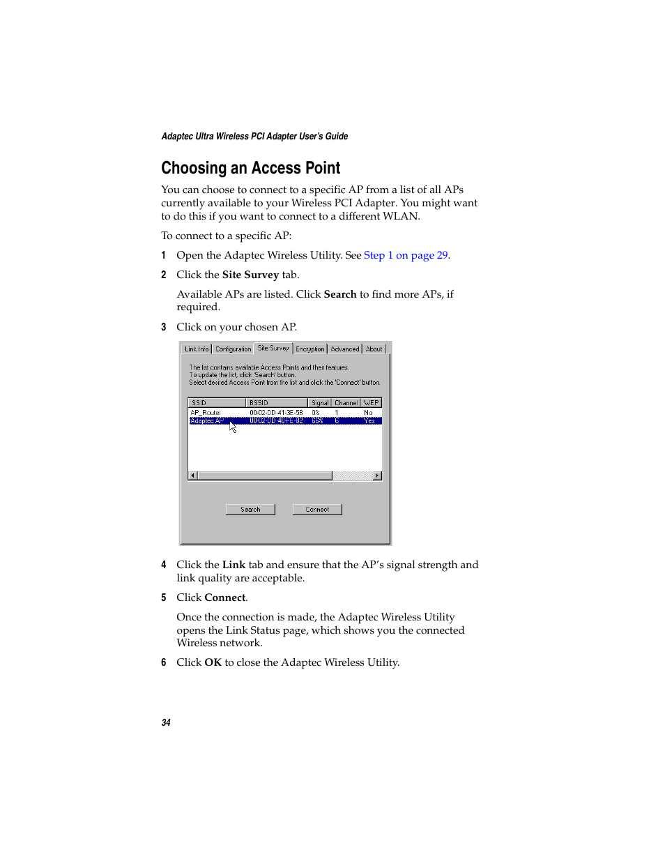 Choosing an access point | Adaptec WirelessTM User Manual | Page 41 / 58