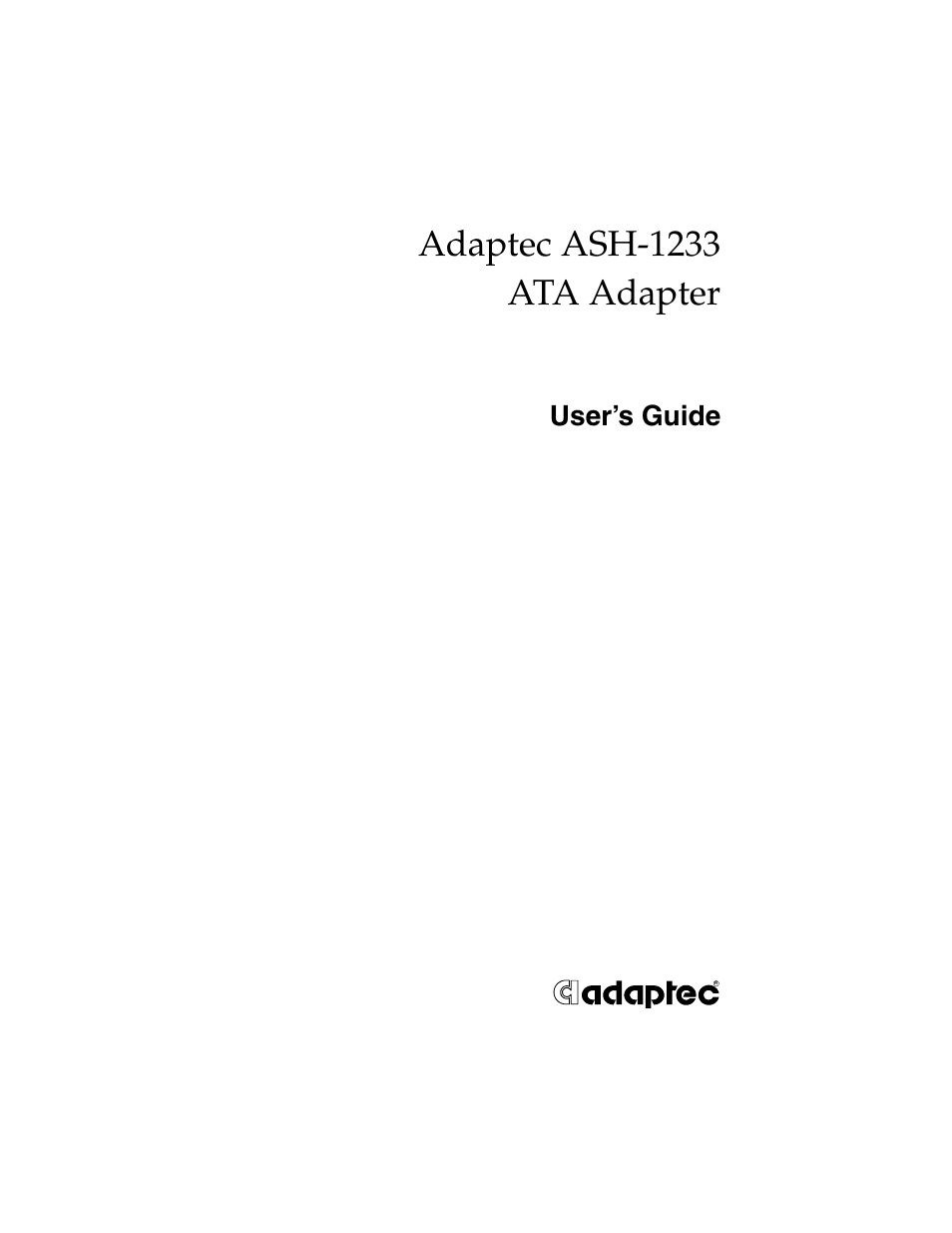 Adaptec ASH-1233 User Manual | 28 pages