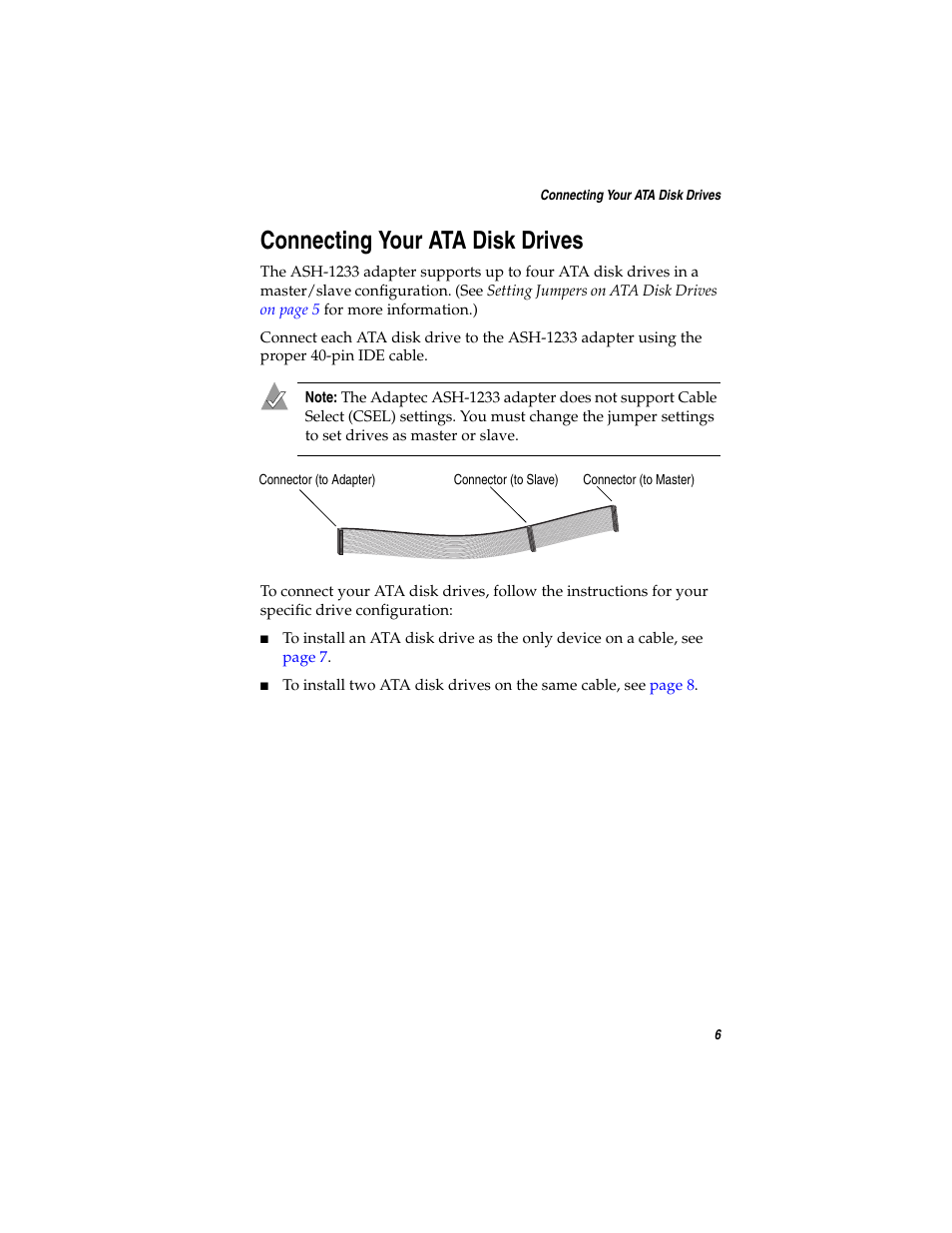 Connecting your ata disk drives | Adaptec ASH-1233 User Manual | Page 13 / 28