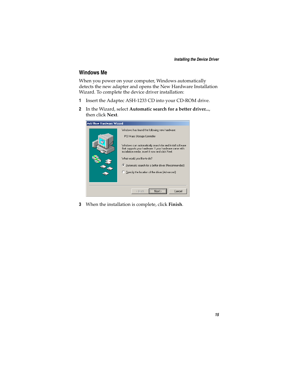 Windows me | Adaptec ASH-1233 User Manual | Page 22 / 28