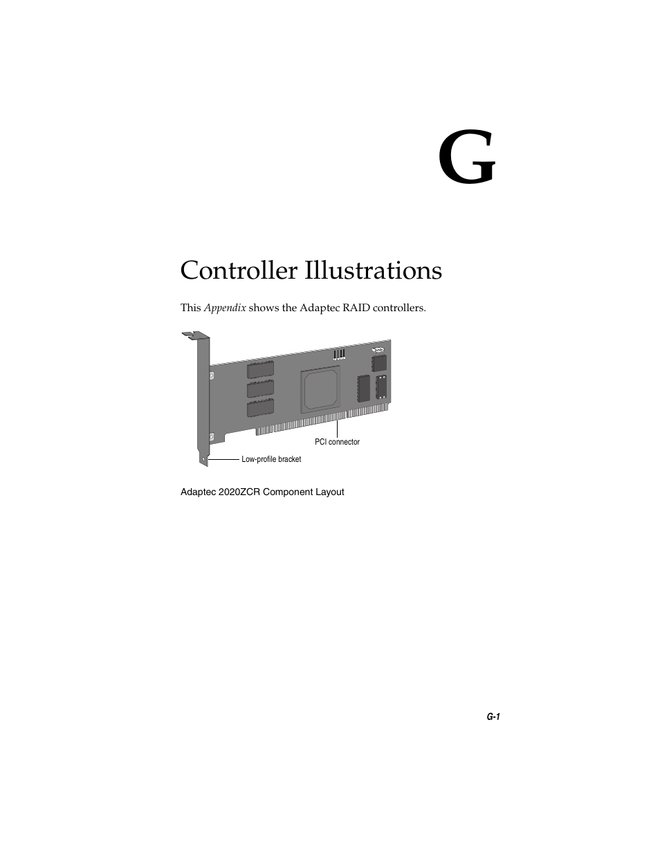 Controller illustrations, Appendix g | Adaptec SATA AND SCSI RAID CONTROLLERS User Manual | Page 150 / 165